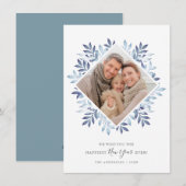 Happy New Year Festive Foliage Framed Foto Feestdagenkaart (Voorkant / Achterkant)