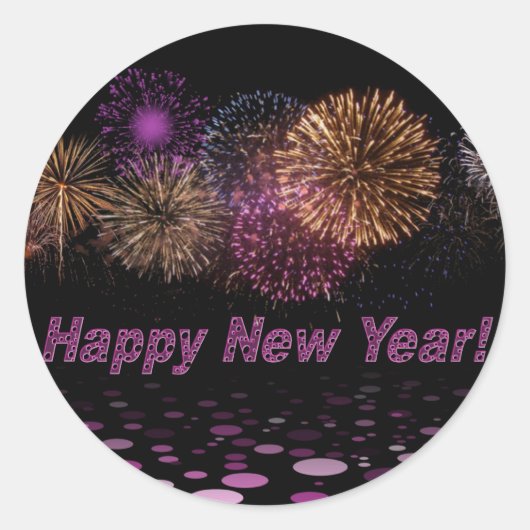 Happy New Year - Feuerwerk Ronde Sticker (Voorkant)