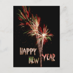 Happy New Year Firework Flares Briefkaart