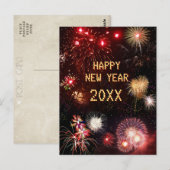 Happy New Year Fireworks (aanpasbaar) Briefkaart (Voorkant / Achterkant)
