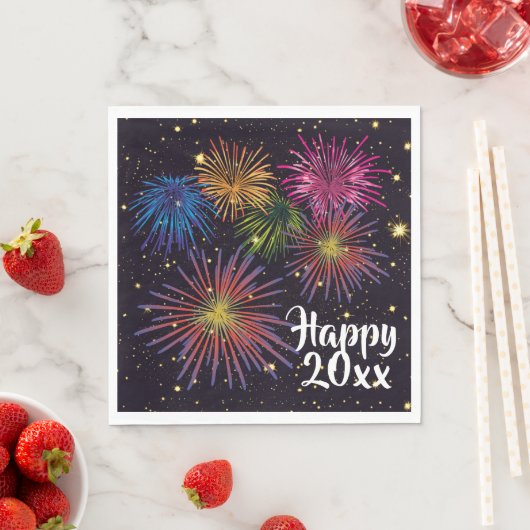 Happy New Year Fireworks and Stars Party Servet (Insitu)
