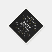 Happy New Year Fireworks Black White Gold Stars Servet (Hoek)