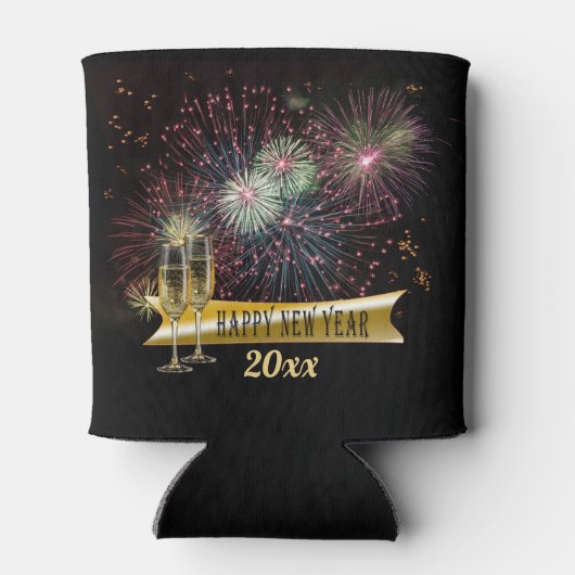 Happy New Year Fireworks Blikjeskoeler (Achterkant)