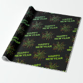 Happy New Year Fireworks Cadeaupapier (Uitgerold)