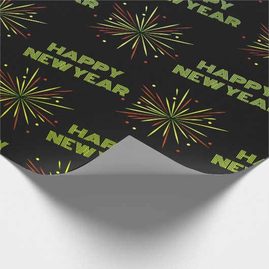 Happy New Year Fireworks Cadeaupapier (Hoek)