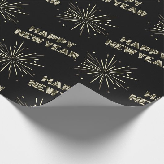 Happy New Year Fireworks Cadeaupapier (Hoek)