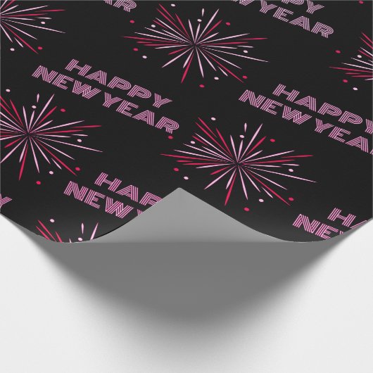 Happy New Year Fireworks Cadeaupapier (Hoek)