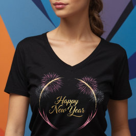 Happy New Year Fireworks Design T-shirt