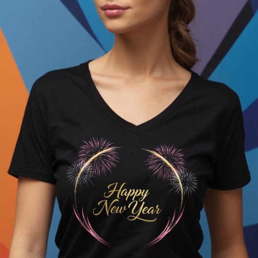 Happy New Year Fireworks Design T-shirt