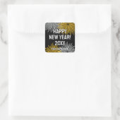 Happy New Year fireworks display custom Vierkante Sticker (Tas)