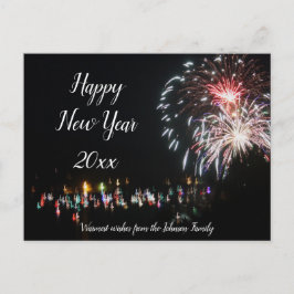 Happy New Year Fireworks, Family Greetings Briefkaart