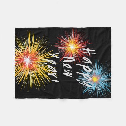 Happy New Year Fireworks Fleece Deken (Voorkant (Horizontaal))
