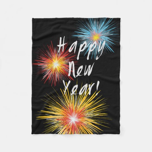 Happy New Year Fireworks Fleece Deken (Voorkant)