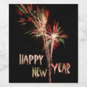 Happy New Year Fireworks-fleslabel Wijn Etiket (Enkel label)