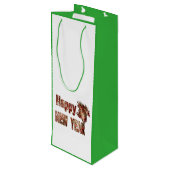 Happy New Year Fireworks GREEN Wine Bag Wijn Cadeautas (Achterkant Gekanteld)