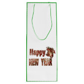 Happy New Year Fireworks GREEN Wine Bag Wijn Cadeautas (Achterkant)