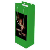 Happy New Year Fireworks GREEN Wine Bag Wijn Cadeautas (Voorkant Gekanteld)