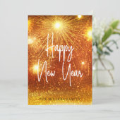 Happy New Year Fireworks Holiday Card Feestdagenkaart (Staand voorkant)