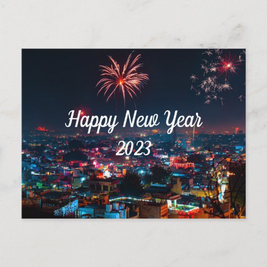 Happy New Year Fireworks in het City-Briefkaart Briefkaart (Voorkant)