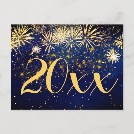 Happy New Year Fireworks kerst 2 Side Design Feestdagenkaart (Voorkant)