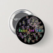 Happy New Year Fireworks N Streamers-Button Ronde Button 5,7 Cm (Voorkant /achterkant)