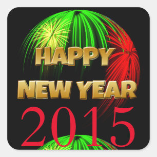 Happy New Year Fireworks Vierkante Sticker