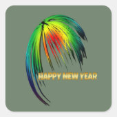 Happy New Year Fireworks Vierkante Sticker (Voorkant)