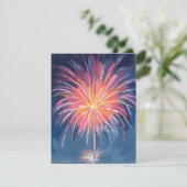 Happy New Year Fireworks | Watercolor Feestdagenkaart (Staand voorkant)