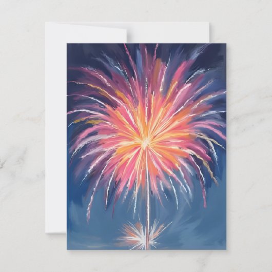Happy New Year Fireworks | Watercolor Feestdagenkaart (Voorkant)