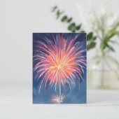 Happy New Year Fireworks | Watercolor Feestdagenkaart (Staand voorkant)