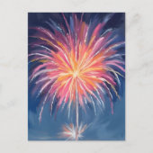 Happy New Year Fireworks | Watercolor Feestdagenkaart (Voorkant)