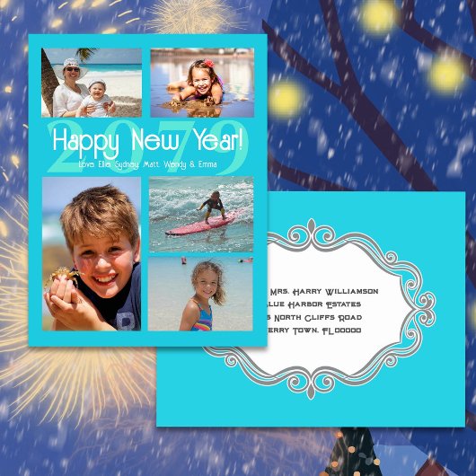 Happy New Year Five Photo Holiday Briefkaart