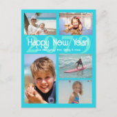 Happy New Year Five Photo Holiday Briefkaart (Voorkant)