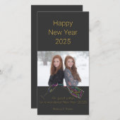 Happy New Year Fles Glass Colour Motivation Foto Feestdagenkaart (Voorkant / Achterkant)