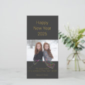 Happy New Year Fles Glass Colour Motivation Foto Feestdagenkaart (Staand voorkant)