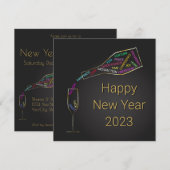 Happy New Year FlesGlass Colorful Motivation Kaart (Voorkant / Achterkant)