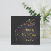 Happy New Year FlesGlass Colorful Motivation Kaart (Staand voorkant)