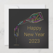Happy New Year FlesGlass Colorful Motivation Kaart (Voorkant)