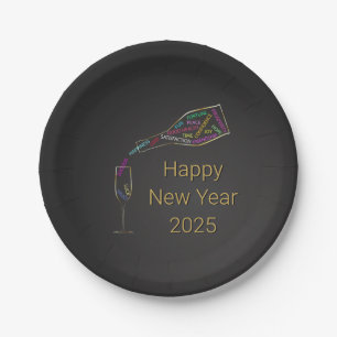 Happy New Year FlesGlass Colorful Motivation Papieren Bordje