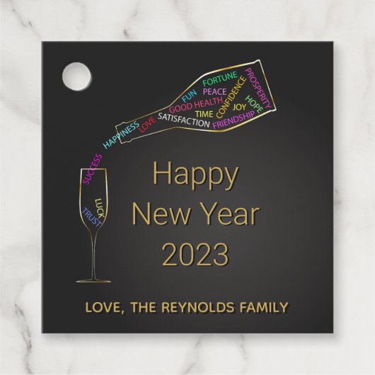 Happy New Year FlesGlass Colour Motivation Gift Bedankjes Labels (Voorkant)