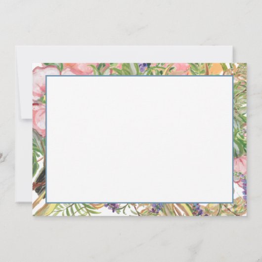 Happy New Year Floral Waterverf Blue Bird Poem Feestdagenkaart (Achterkant)