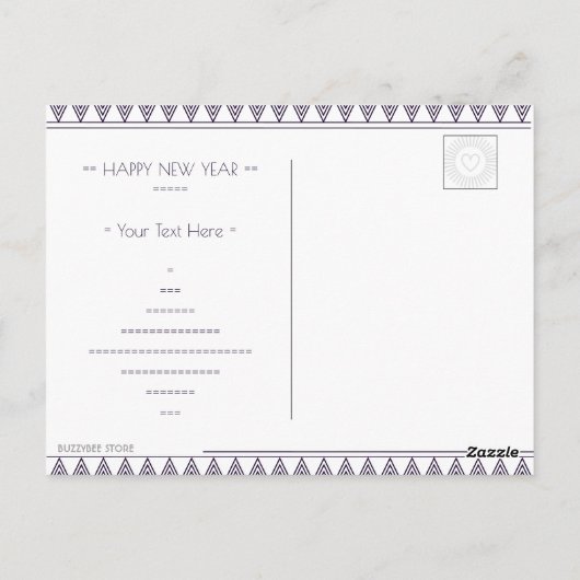 Happy New Year Flower Green Oranje Floral Art Deco Briefkaart (Achterkant)