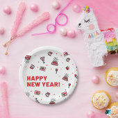 Happy New Year- Food Pattern  Papieren Bordje
