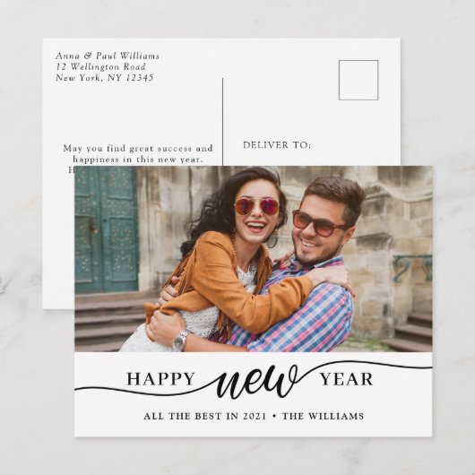 Happy New Year-foto Briefkaart (Voorkant / Achterkant)