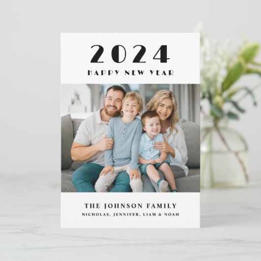 Happy New Year-foto Feestdagenkaart (Staand voorkant)