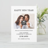 Happy New Year Foto Zwangerschap Aankondiging (Staand voorkant)