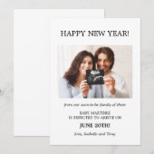 Happy New Year Foto Zwangerschap Aankondiging (Voorkant / Achterkant)