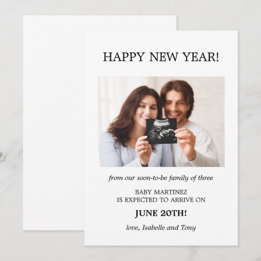 Happy New Year Foto Zwangerschap Aankondiging (Voorkant / Achterkant)