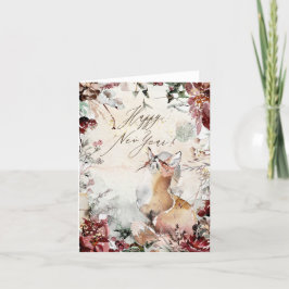 Happy new year fox bedankkaart