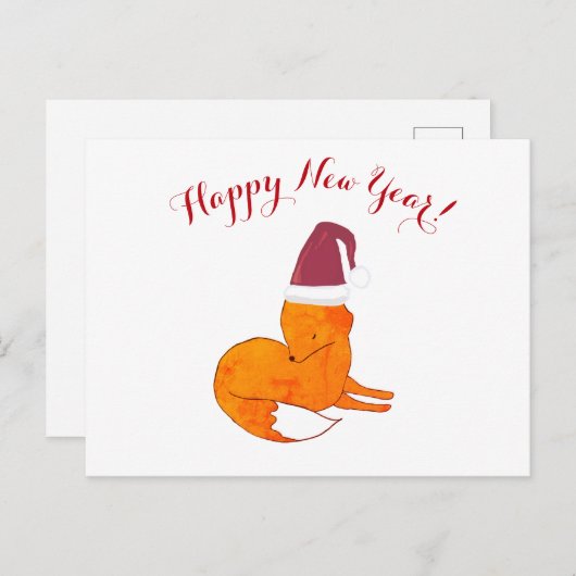 Happy New Year Fox Briefkaart (Voorkant / Achterkant)